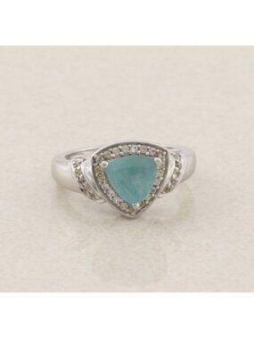 Sterling Silver Natural Grandidierite & White Zircon Ring Size 6